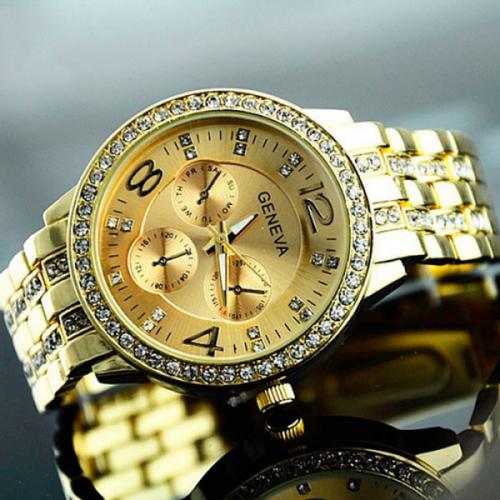 Наручний годинник жіночий Geneva Gold Золотий (195) Наручний годинник жіночий Geneva Gold Золотий (195)