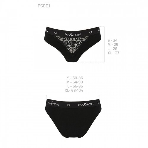 Трусики з широкою гумкою і мереживом Passion PS001 PANTIES XL, black в інтернет супермаркеті PbayMarket!