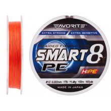 Шнур Favorite Smart PE 8x 150м #1.5/0.202mm 17lb/11.4kg Червоний (1013-1693.10.84)