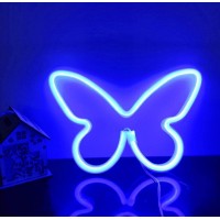 Настінний неоновий світильник нічник Angel Метелик Butterfly синій
