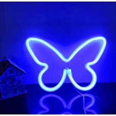 Настінний неоновий світильник нічник Angel Метелик Butterfly синій