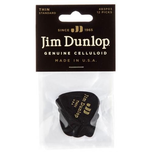 Медіатори Dunlop 483P03TH Genuine Celluloid Black Thin Player's Pack (12 шт.) Медіатори Dunlop 483P03TH Genuine Celluloid Black Thin Player's Pack (12 шт.)