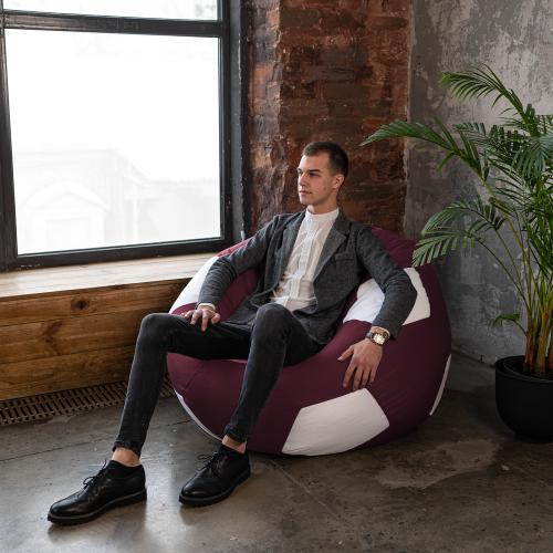 Крісло мішок М'яч Оксфорд 120см Студія Комфорту Великий Бордовий + Білий Крісло мішок М'яч Оксфорд 120см Студія Комфорту Великий Бордовий + Білий