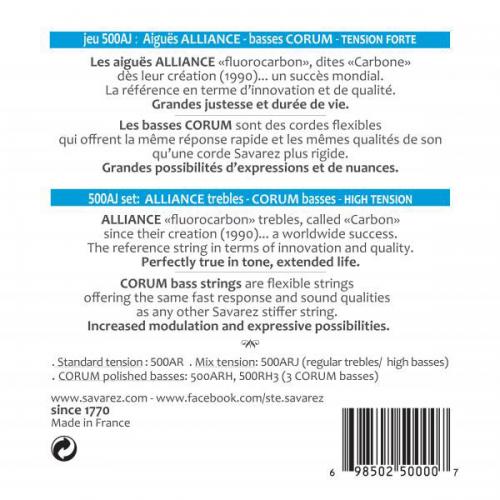 Струни для класичної гітари Savarez 500AJ Corum Alliance Classic Guitar Strings High Tension Струни для класичної гітари Savarez 500AJ Corum Alliance Classic Guitar Strings High Tension