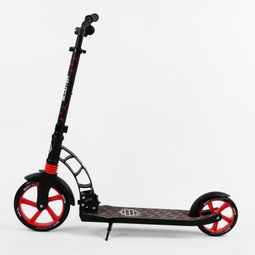 Двоколісний самокат Best Scooter колеса PU складаний амортизатор 70 кг Black and red (103455) Двоколісний самокат Best Scooter колеса PU складаний амортизатор 70 кг Black and red (103455)
