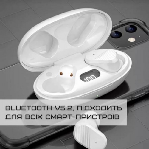 Бездротові Bluetooth навушники вакуумні вкладиші Sainyer IPX5 з Вбудованим Чіпом JL A68 Білі (441)