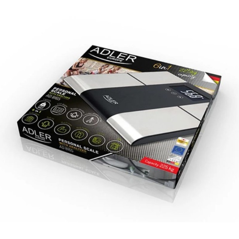 Ваги для підлоги електронні аналітичні Adler AD 8165, до 225 кг, з LED-дисплеєм