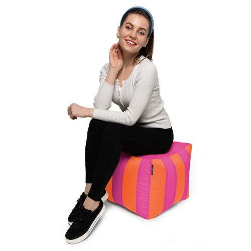Пуф Кубик Смугастий Оксфорд 40х40 Студія Комфорту Помаранчевий + Рожевий Пуф Кубик Смугастий Оксфорд 40х40 Студія Комфорту Помаранчевий + Рожевий