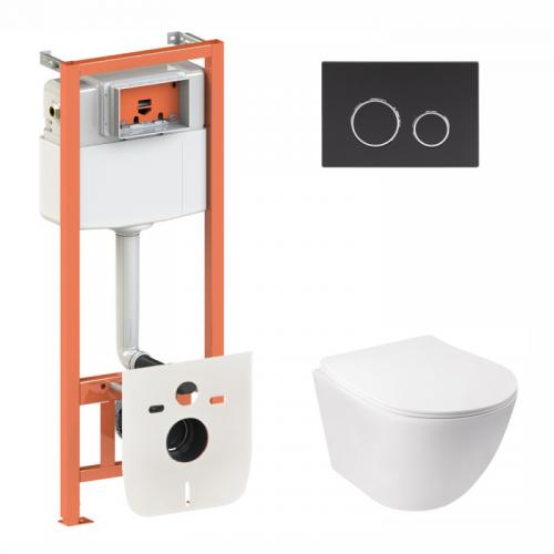Набір Qtap Інсталяція 3 В 1 Nest Qt0133M425 З Панеллю Змиву Круглою Qt0111M11V1146Mb + Унітаз З Сидінням Jay Qt07335176W Набір Qtap Інсталяція 3 В 1 Nest Qt0133M425 З Панеллю Змиву Круглою Qt0111M11V1146Mb + Унітаз З Сидінням Jay Qt07335176W