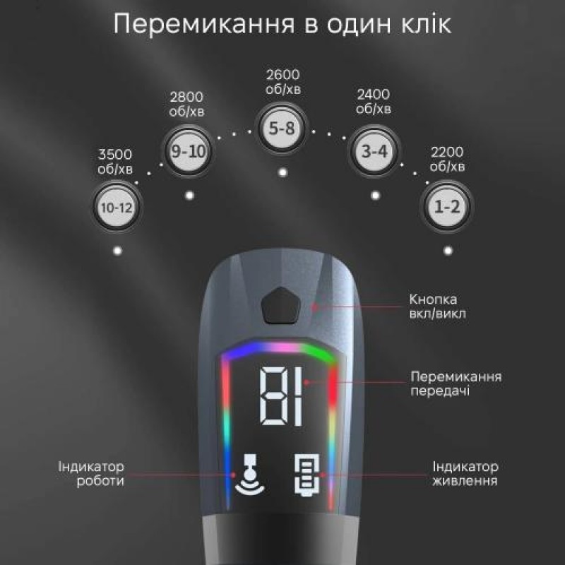 Ручний акумуляторний масажний пістолет для всього тіла Inspire SL-887 Grey
