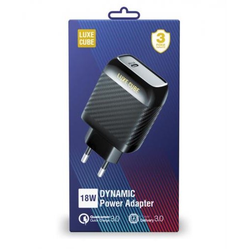Мережевий зарядний пристрій Luxe Cube Dynamic 18W Black (4446689880896) Мережевий зарядний пристрій Luxe Cube Dynamic 18W Black (4446689880896)