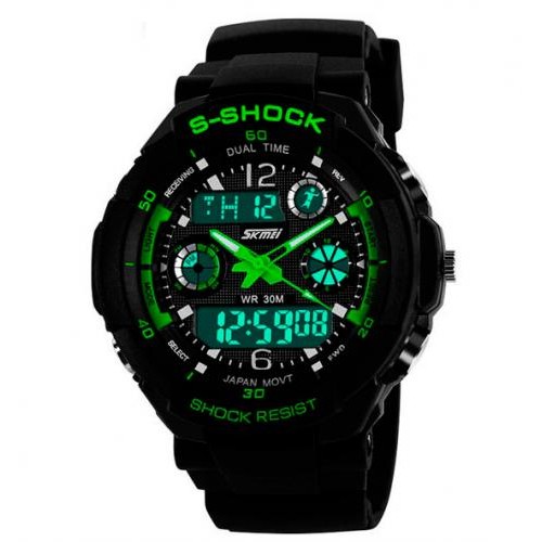 Наручний годинник чоловічий Skmei S-Shock Green 0931 Чорний (1530) Наручний годинник чоловічий Skmei S-Shock Green 0931 Чорний (1530)