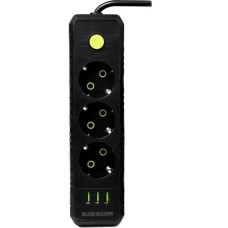 Мережевий подовжувач UA Power F43U 3USB 3 розетки 6 м Чорний (2681124196)