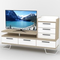 Тумба під телевізор Тиса Мебель ТВ-419 Дуб сонома Білий 12,5x44x182 см Тумба під телевізор Тиса Мебель ТВ-419 Дуб сонома Білий 12,5x44x182 см