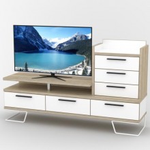 Тумба під телевізор Тиса Мебель ТВ-419 Дуб сонома Білий 12,5x44x182 см