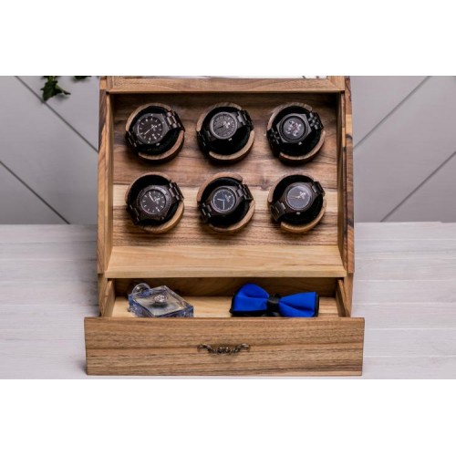Органайзер з подушечками для 6 годинників ecoWalnut 32.2х34.6х22.8 см Органайзер з подушечками для 6 годинників ecoWalnut 32.2х34.6х22.8 см