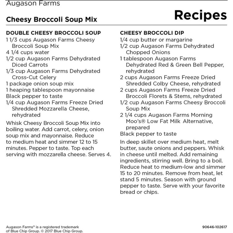 Сирний суп із броколі сублімований з великим терміном придатності 10 років Augason Farms, 33 порції