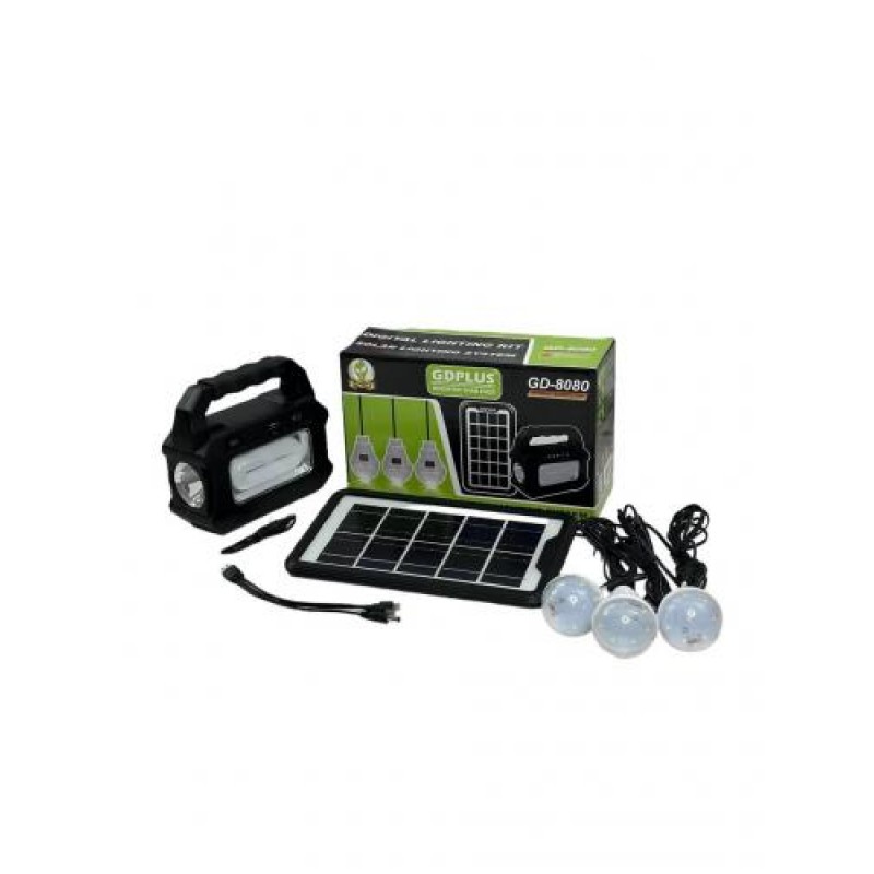 Ручний прожектор ліхтар із повербанком GDPlus GD-8080 4000 мА/год із сонячною панеллю/лампою (1988420937)