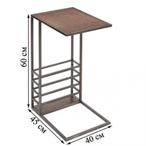 Диваний столик журнальний GoodsMetall у стилі Лофт 600х400х450 ЖС203