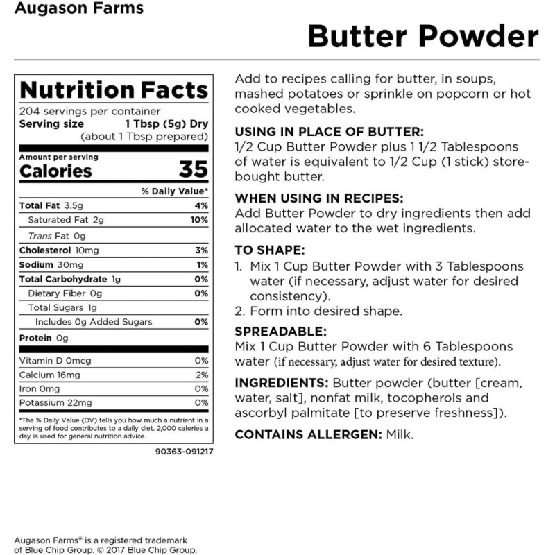 Вершкове масло з великим терміном придатності 10 років Augason Farms, сублімоване, 204 порції