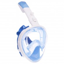 Маска для снорклінгу з диханням через ніс Swim One F-118 (силікон, пластик, р-р L-XL) Білий-блакитний (PT0838)