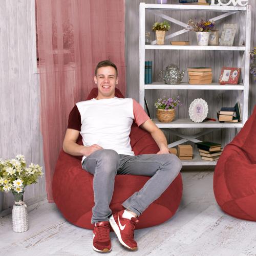 Крісло Мішок Груша Замша 150х100 Студія Комфорту Великий бордовий Крісло Мішок Груша Замша 150х100 Студія Комфорту Великий бордовий