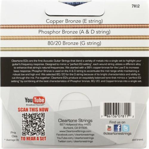 Струни для акустичної гітари 6 шт Cleartone 7812 EQ Hybrid Metal Acoustic Light Strings 12/53 Струни для акустичної гітари 6 шт Cleartone 7812 EQ Hybrid Metal Acoustic Light Strings 12/53