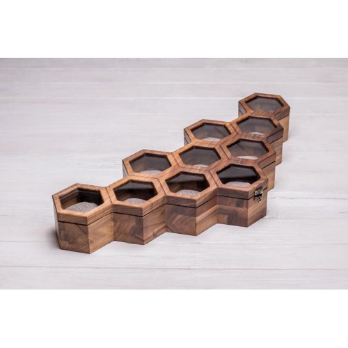 Сотова скринька-органайзер для 10 годинників ecoWalnut 7.8х59.7х23.5 см Сотова скринька-органайзер для 10 годинників ecoWalnut 7.8х59.7х23.5 см