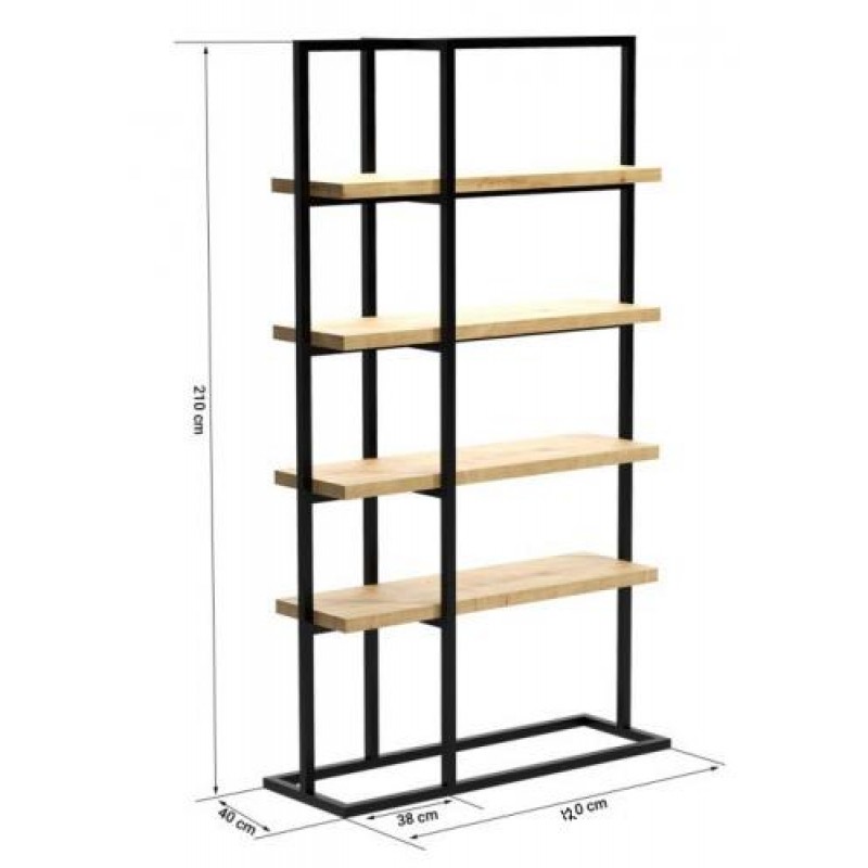 Стелаж для зберігання в стилі Loft NS-1718 2130x1200x400 мм Черный