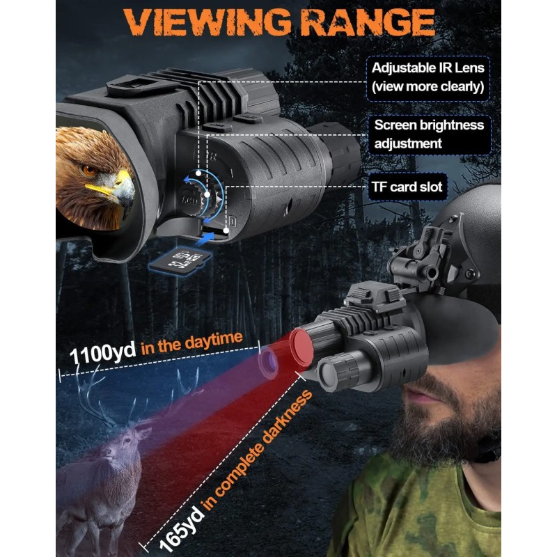 Прилад нічного бачення із цифровим зумом FMA NV-880 8x16MP 1080P HD WiFi 850nm до 600м у темряві