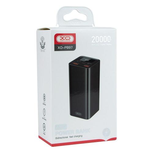 Зовнішній акумулятор Power Bank XO PB97 PD65W сила струму 3A QC2.0/3.0 Type-C 20000 mAh Чорний Зовнішній акумулятор Power Bank XO PB97 PD65W сила струму 3A QC2.0/3.0 Type-C 20000 mAh Чорний