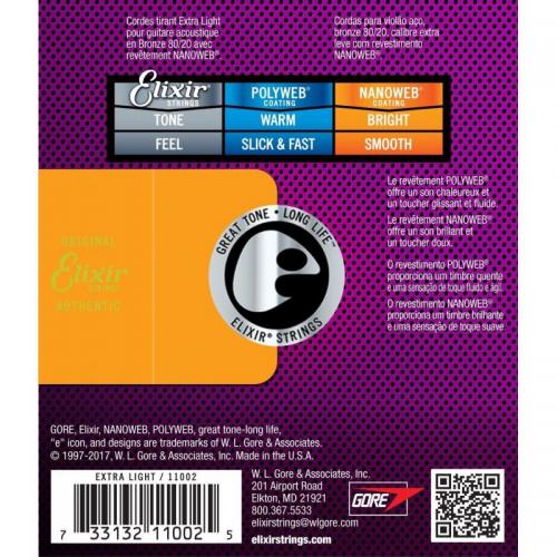 Струни для акустичної гітари Elixir 11002 Nanoweb 80/20 Bronze Acoustic Extra Light 10/47 Струни для акустичної гітари Elixir 11002 Nanoweb 80/20 Bronze Acoustic Extra Light 10/47