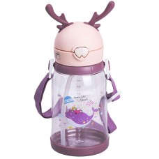 Дитяча пляшка для води з ремінцем YIWU 550 мл Рожевий (HP-14-44P)