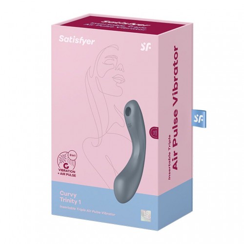 Вакуумний стимулятор з вібрацією Satisfyer Curvy Trinity 1 Bluegrey, іграшка 3в1 в інтернет супермаркеті PbayMarket!