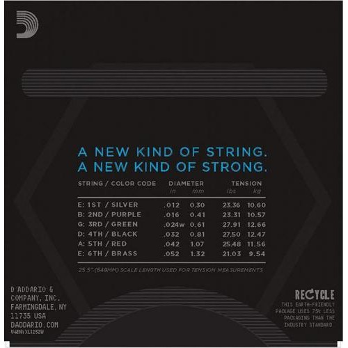 Струни для електрогітари D'Addario NYXL1252W Nickel Wound Light Electric Guitar Strings Wound 3rd 12/52 Струни для електрогітари D'Addario NYXL1252W Nickel Wound Light Electric Guitar Strings Wound 3rd 12/52