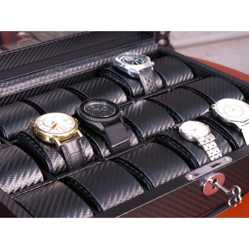 Шкатулка для зберігання годинників Salvadore 18W-KCC 340х260х90 мм Чорний