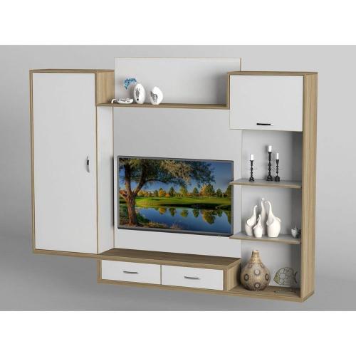 Стінка в вітальню Тиса Мебель Вітальня-200 Сонома Білий 1690x300x2160 мм Стінка в вітальню Тиса Мебель Вітальня-200 Сонома Білий 1690x300x2160 мм