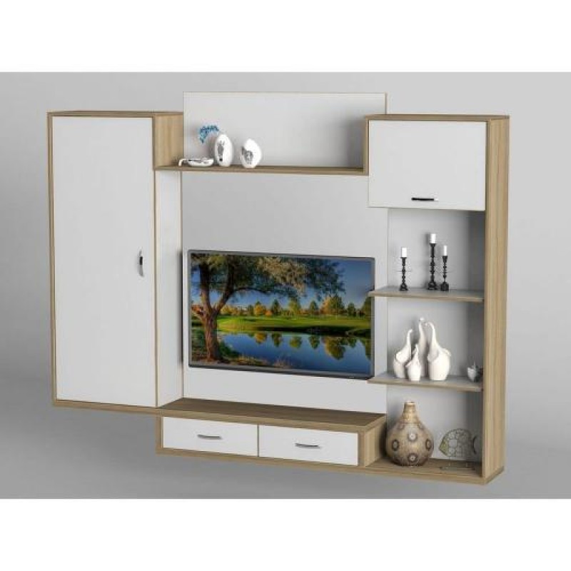 Стінка в вітальню Тиса Мебель Вітальня-200 Сонома Білий 1690x300x2160 мм