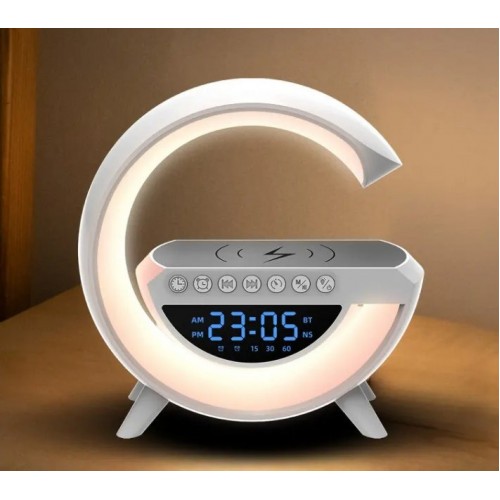 Настільна смарт лампа-нічник Light-Wireless Happy Light з колонкою бездротовою зарядкою та годинником (BT-3401)