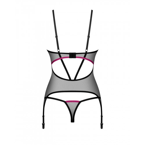 Корсет з трусиками Obsessive Novenes corset & thong розмір XS/S (SX0613)
