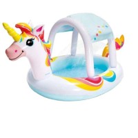 Дитячий надувний басейн Intex 58435 «Єдиноріг» з навісом, фонтаном, 254 х 132 х 109 см