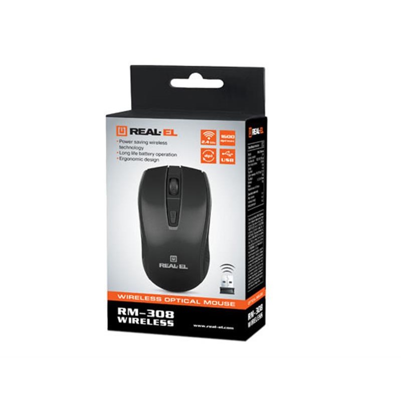 Миша бездротова REAL-EL RM-308 Black USB (EL123200033)