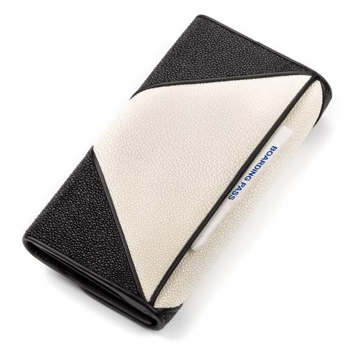 Гаманець жіночий STINGRAY LEATHER 18103 із натуральної шкіри морського ската Чорний, Чорний Гаманець жіночий STINGRAY LEATHER 18103 із натуральної шкіри морського ската Чорний, Чорний