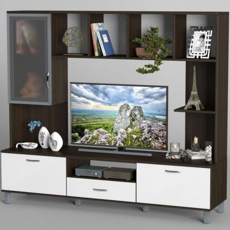 Стінка в вітальню Тиса Мебель Вітальня-37 Венге Білий 1600x450x1800 мм