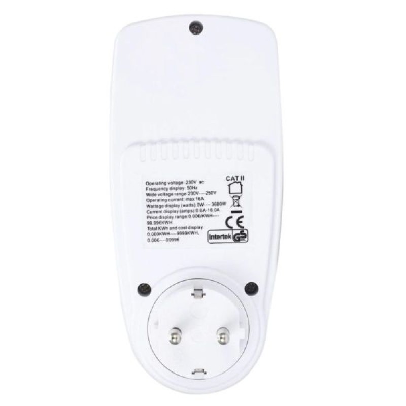 Розетка з лічильником електроенергії енергометр ватметр побутовий Intertek BE009 Білий (100267)