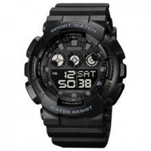 Тактичний водостійкий кварцовий годинник Skmei Stalker black