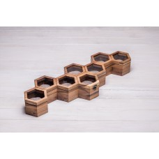 Настільна коробочка органайзер у формі сот для годинників ecoWalnut 7.8х59.7х18.8 см