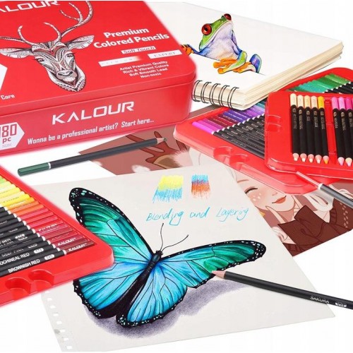 Професійні кольорові олівці з грифелем на масляній основі KALOUR 180 кольорів в металевій коробці в інтернет супермаркеті PbayMarket!