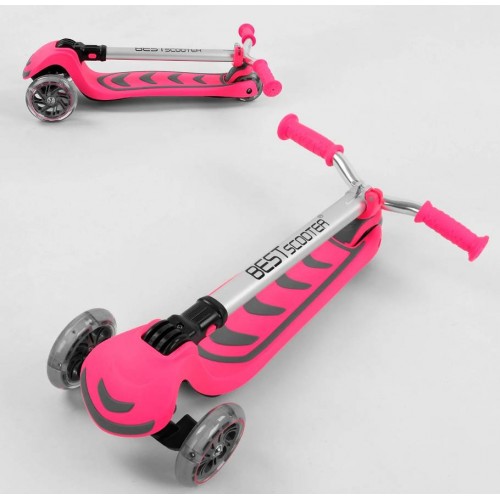 Самокат триколісний Best Scooter складане алюмінієве кермо, 4 колеса PU зі світлом Pink (102317) Самокат триколісний Best Scooter складане алюмінієве кермо, 4 колеса PU зі світлом Pink (102317)