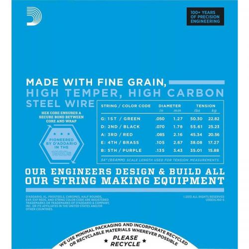 Струни для бас-гітари D'Addario EXL160-5 Nickel Wound Medium Electric Bass 5 Strings 50/135 Струни для бас-гітари D'Addario EXL160-5 Nickel Wound Medium Electric Bass 5 Strings 50/135